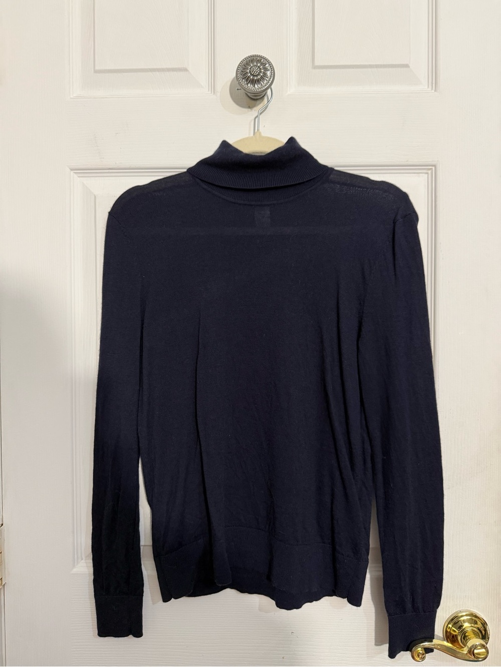 Women’s Navy Merino Wool Turtleneck Sweater - Classic Lightweight Knit H&M S